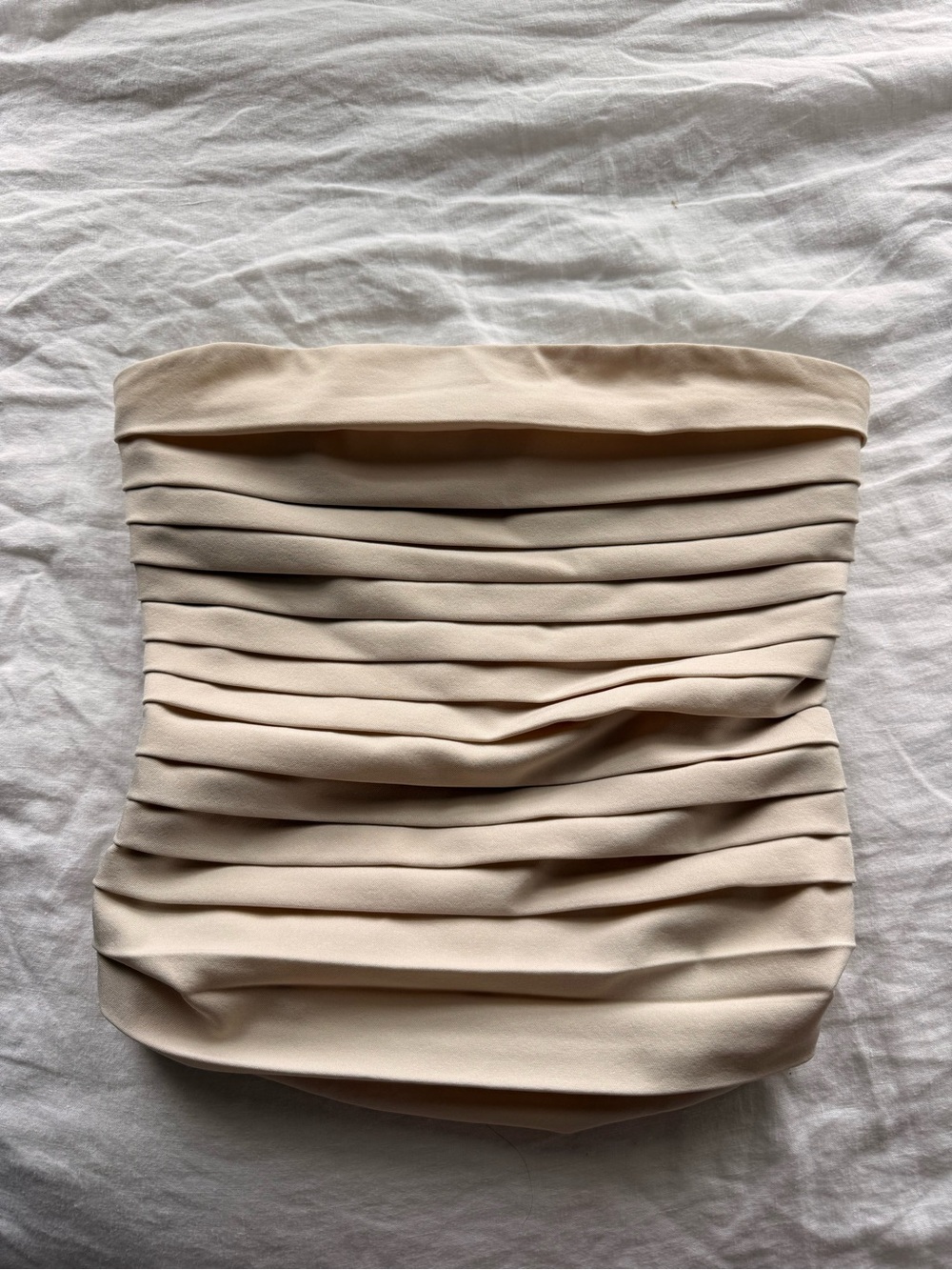 SHEIN Beige Strapless Ruched Tube Top
